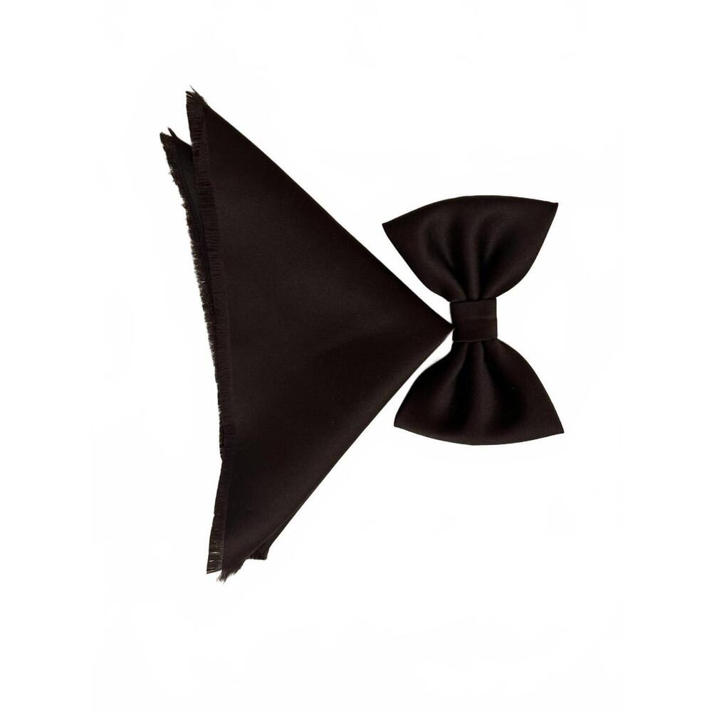 NEW QUIET LUXURY men's bow tie and pocket piece in chocolate brown